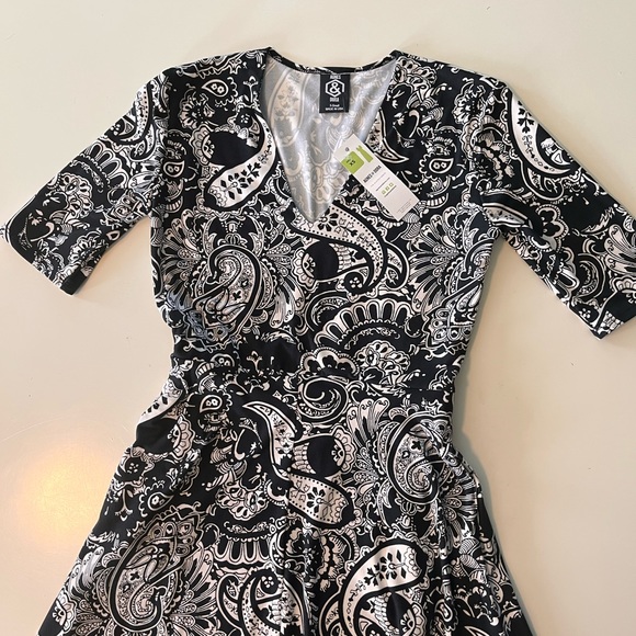 WOMENS MAXI DRESS BLACK WHITE PAISLEY AGNES & DORA AUSTEN WINDING ROAD XS - Picture 5 of 7
